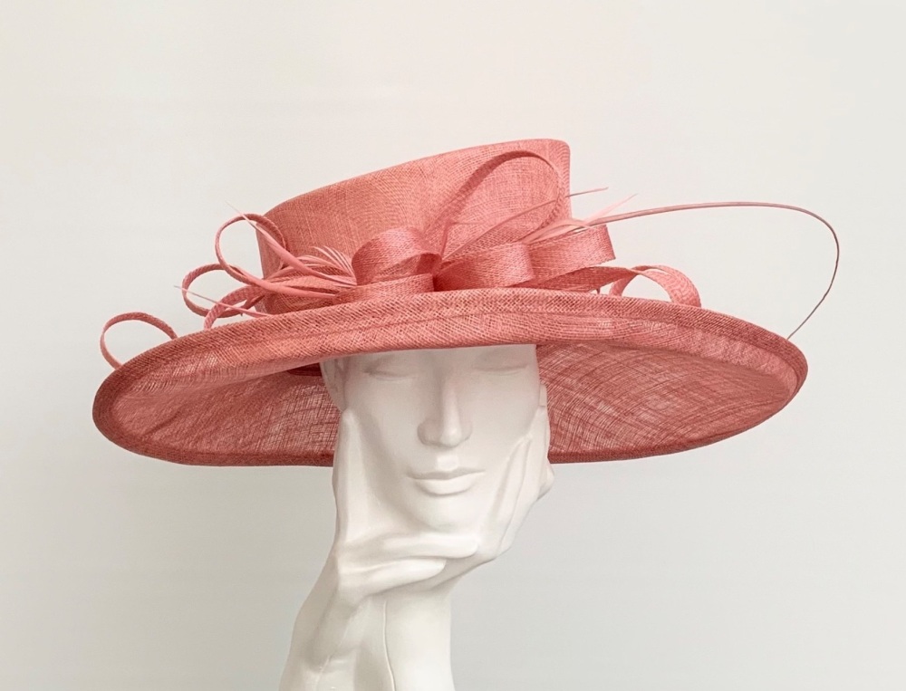 Salmon Orange Large Wedding Occasion Hat