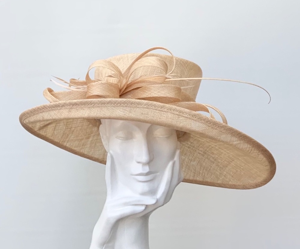 Pale Gold Large Wedding Occasion Hat