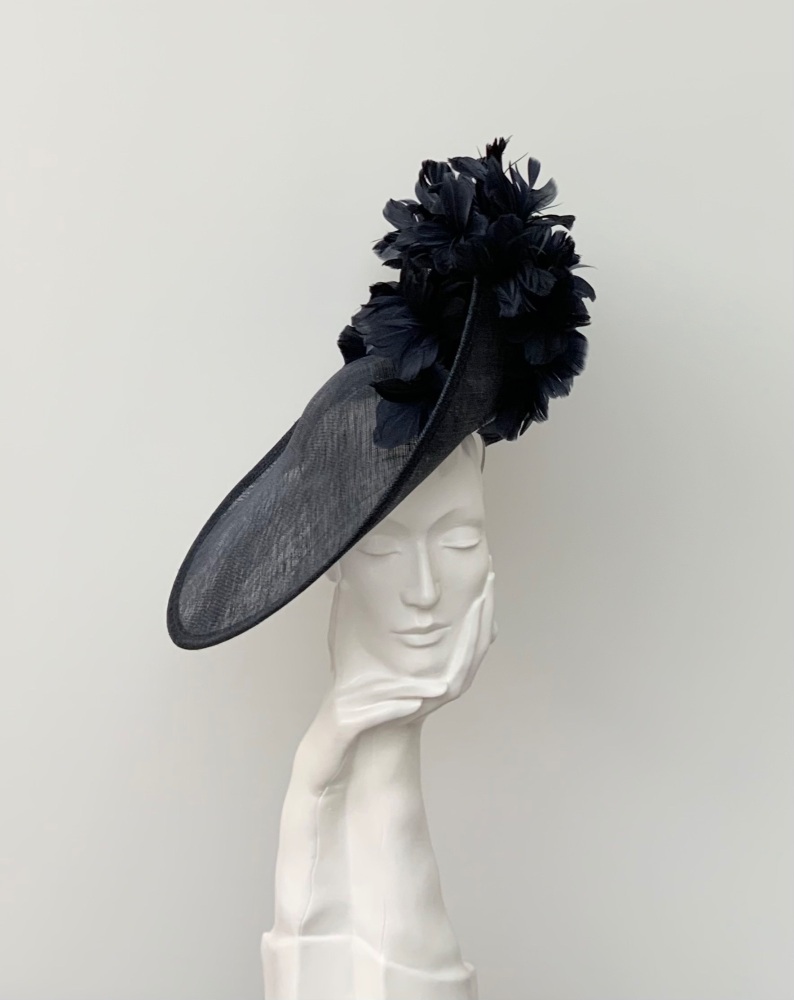 Dark Navy Blue Upsweep Very Large Showstopper Hatinator Hat