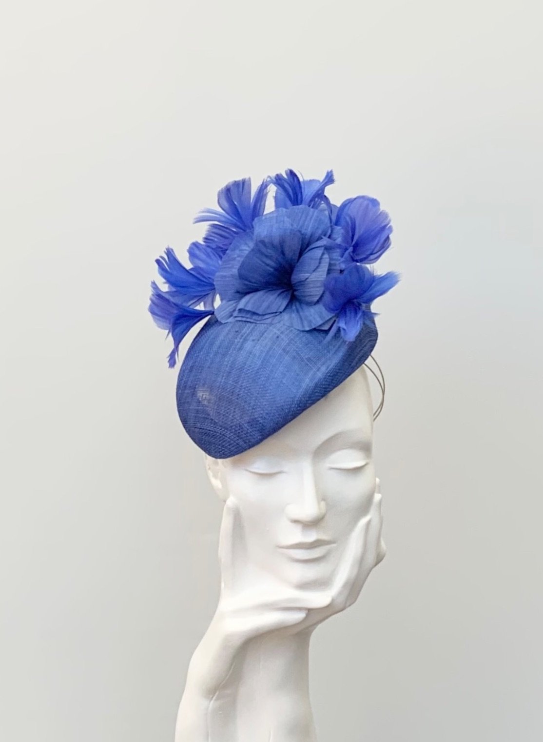 Royal Blue Floral Teardrop Percher Fascinator