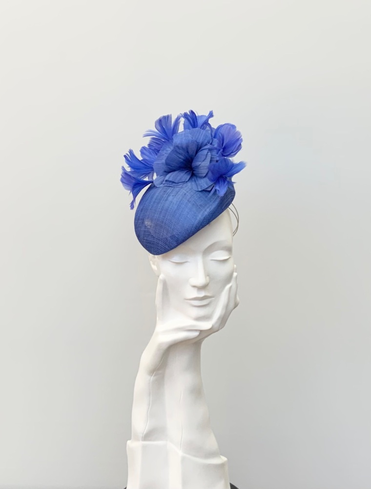 Royal Blue Floral Teardrop Percher Fascinator