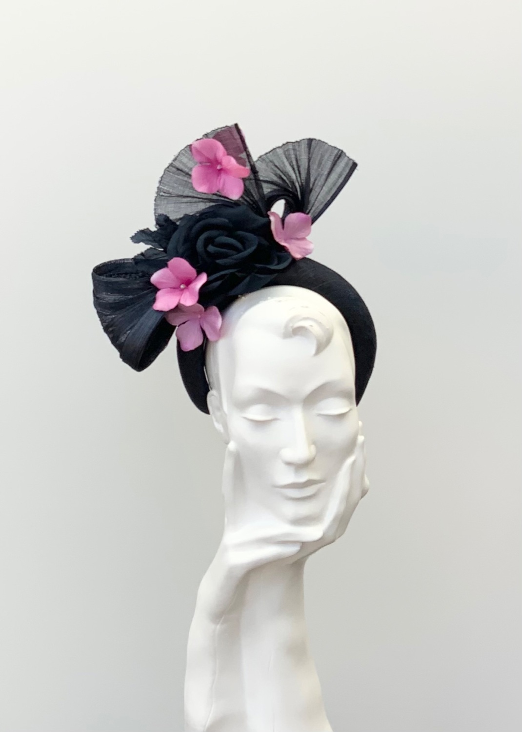 Dark Navy and Pink Floral Halo Headband