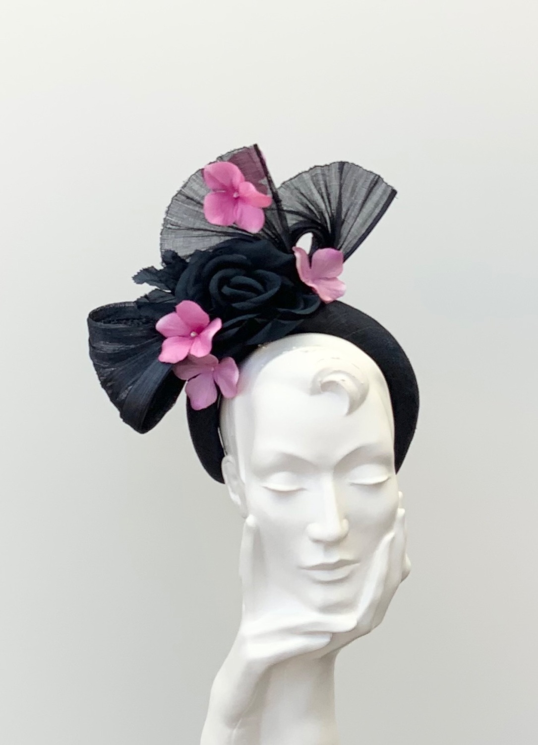 Dark Navy and Pink Floral Halo Headband