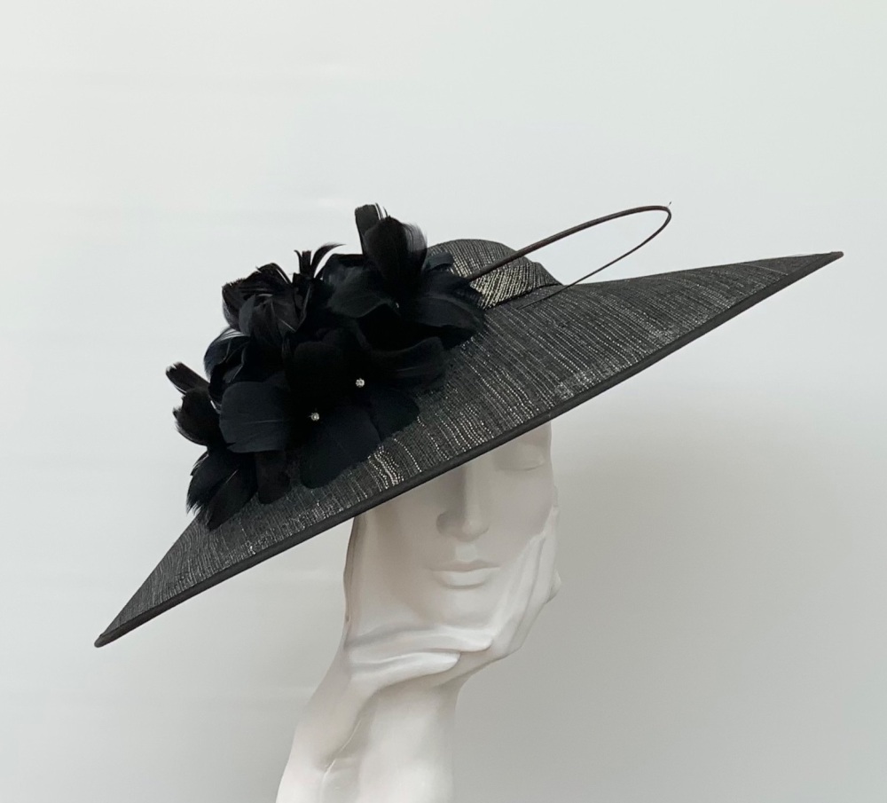 Metallic (Sparkly) Black Very Large Saucer Hatinator Hat