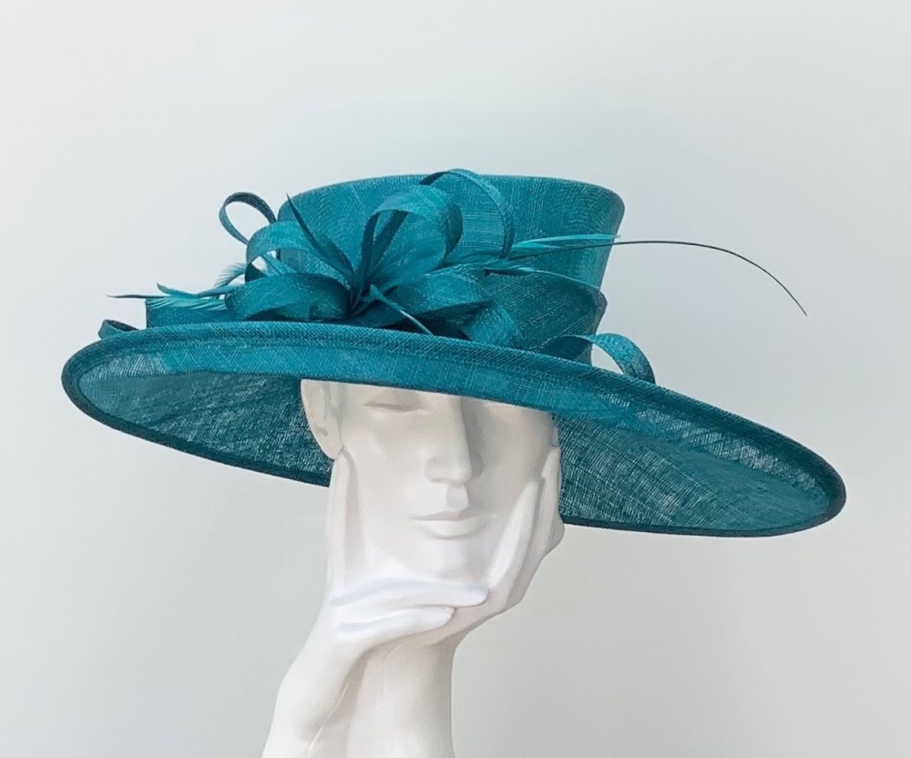 Teal Large Wedding Occasion Hat