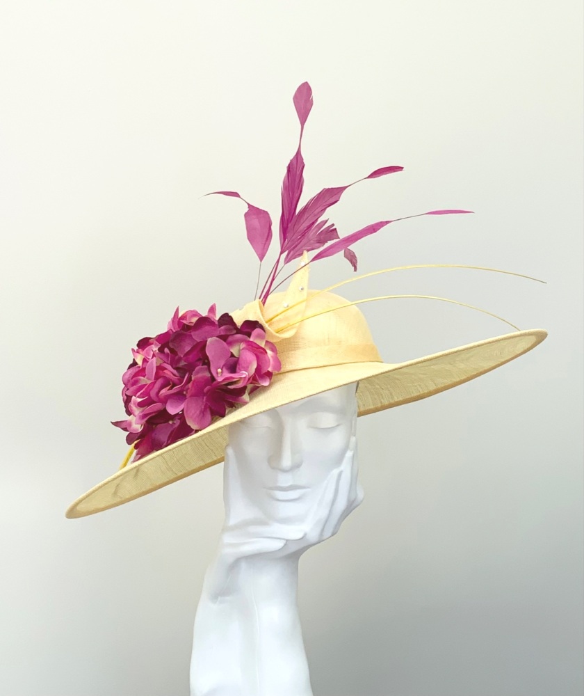 Yellow & Magenta Hydrangea Very Large Hatinator Hat