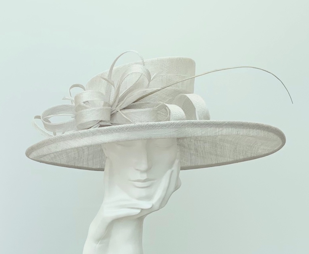 Pale Silver Large Wedding Occasion Hat
