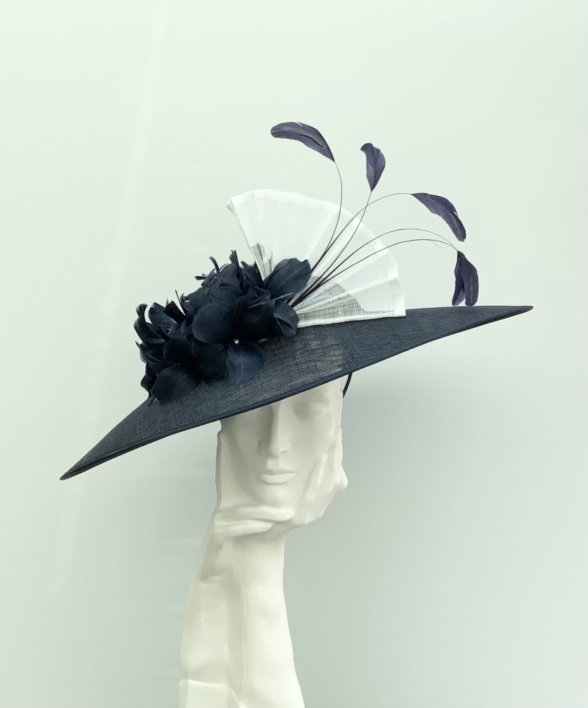 Dark Navy Blue and White Very Large Raven Hatinator