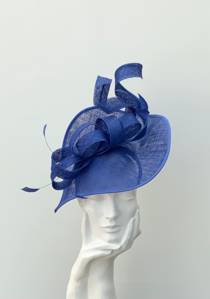 Cobalt Blue Asymmetric Spiral Natalia Fascinator