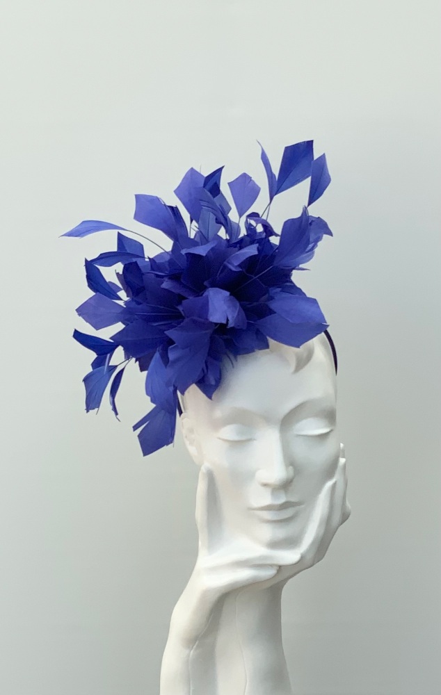 Royal Blue Attlee Feather Fascinator