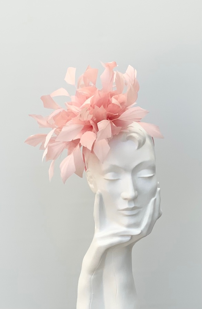 Pale Peachy Pink Feather Fascinator
