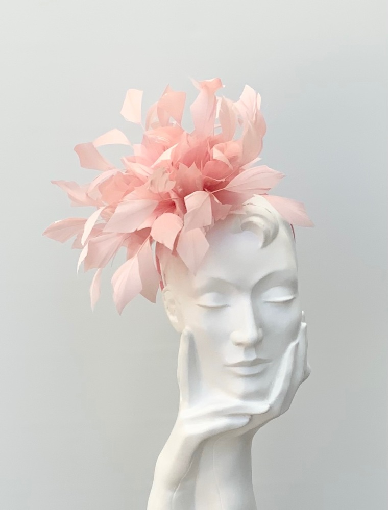 Pale Peachy Pink Feather Fascinator
