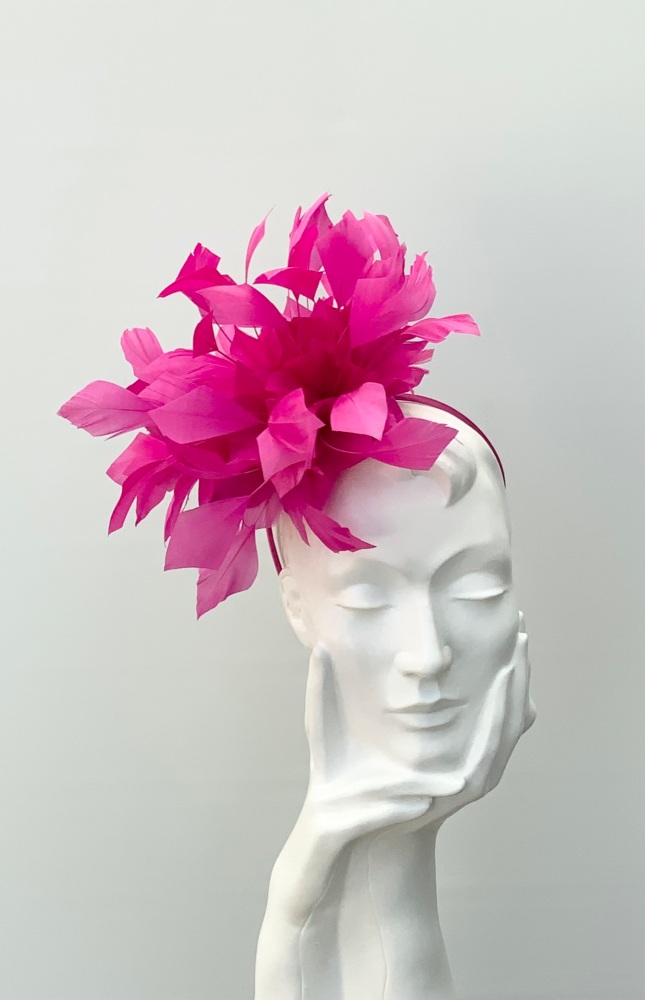 Hot Pink Feather Fascinator