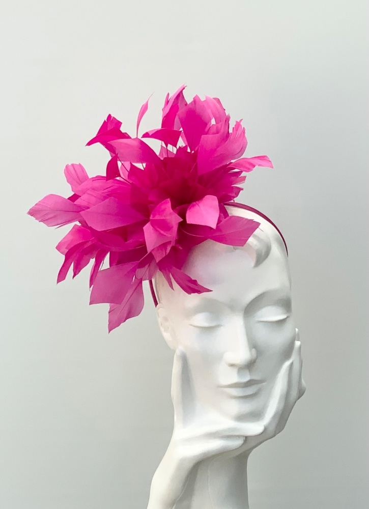 Hot Pink Attlee Feather Fascinator