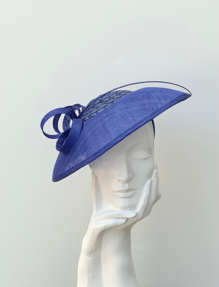 Cobalt Blue Down Brim Adele Fascinator Hat