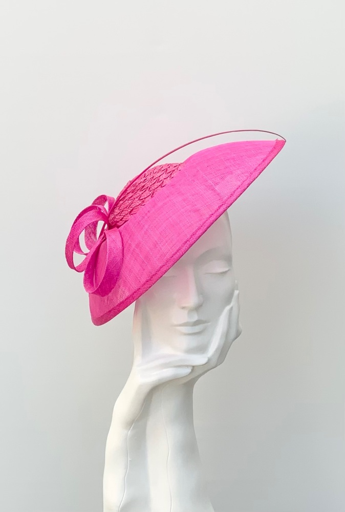 Cerise Pink Down Brim Adele Fascinator Hat