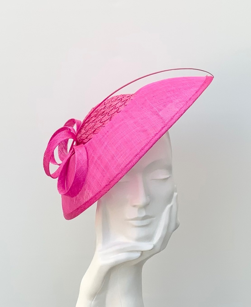 Cerise Pink Down Brim Adele Fascinator Hat