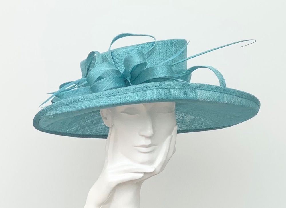 Turquoise Blue Large Wedding Occasion Hat