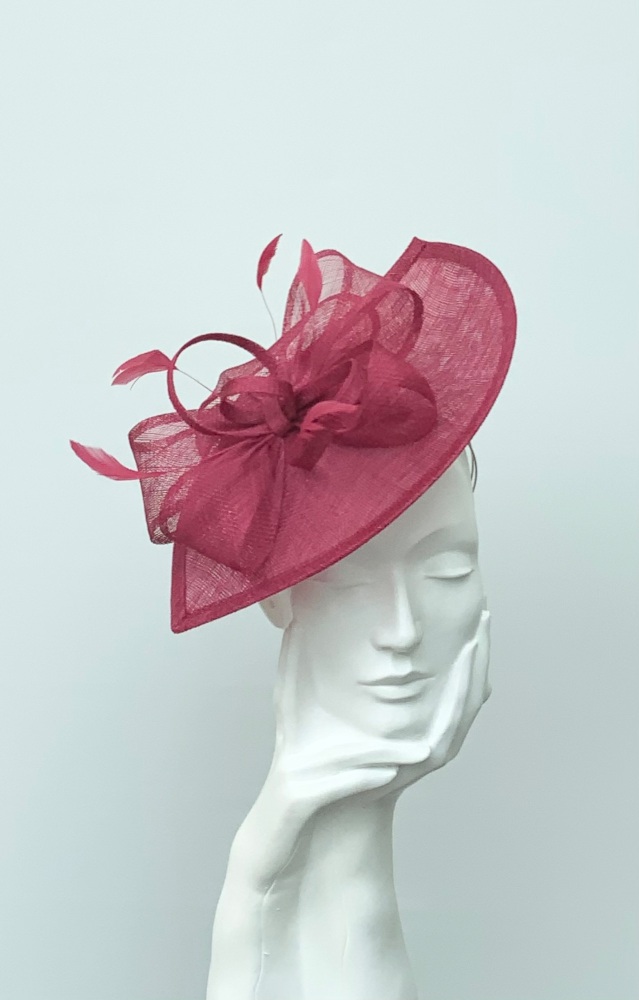 Burgundy Red Asymmetric Saucer Fascinator