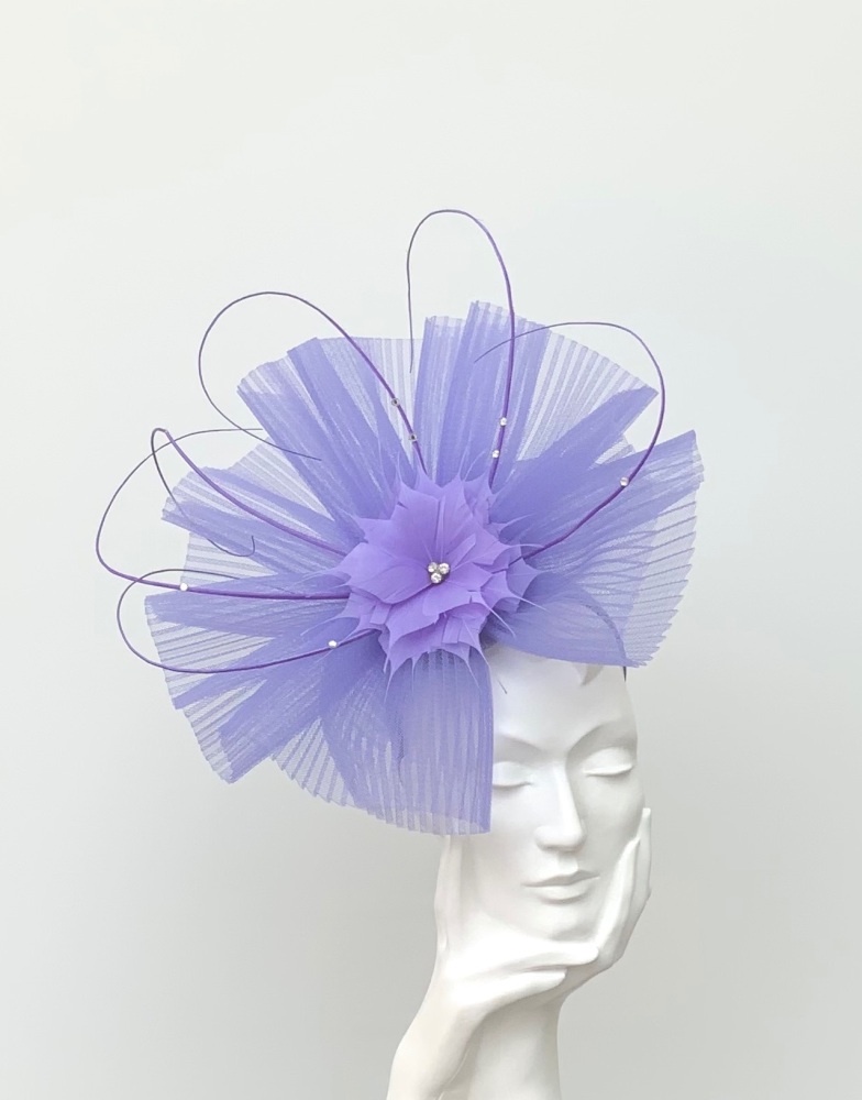 Light Purple Pleated Crin Fascinator Hat