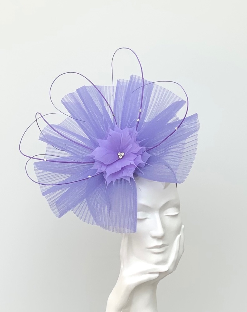 Light Purple Pleated Crin Fascinator Hat