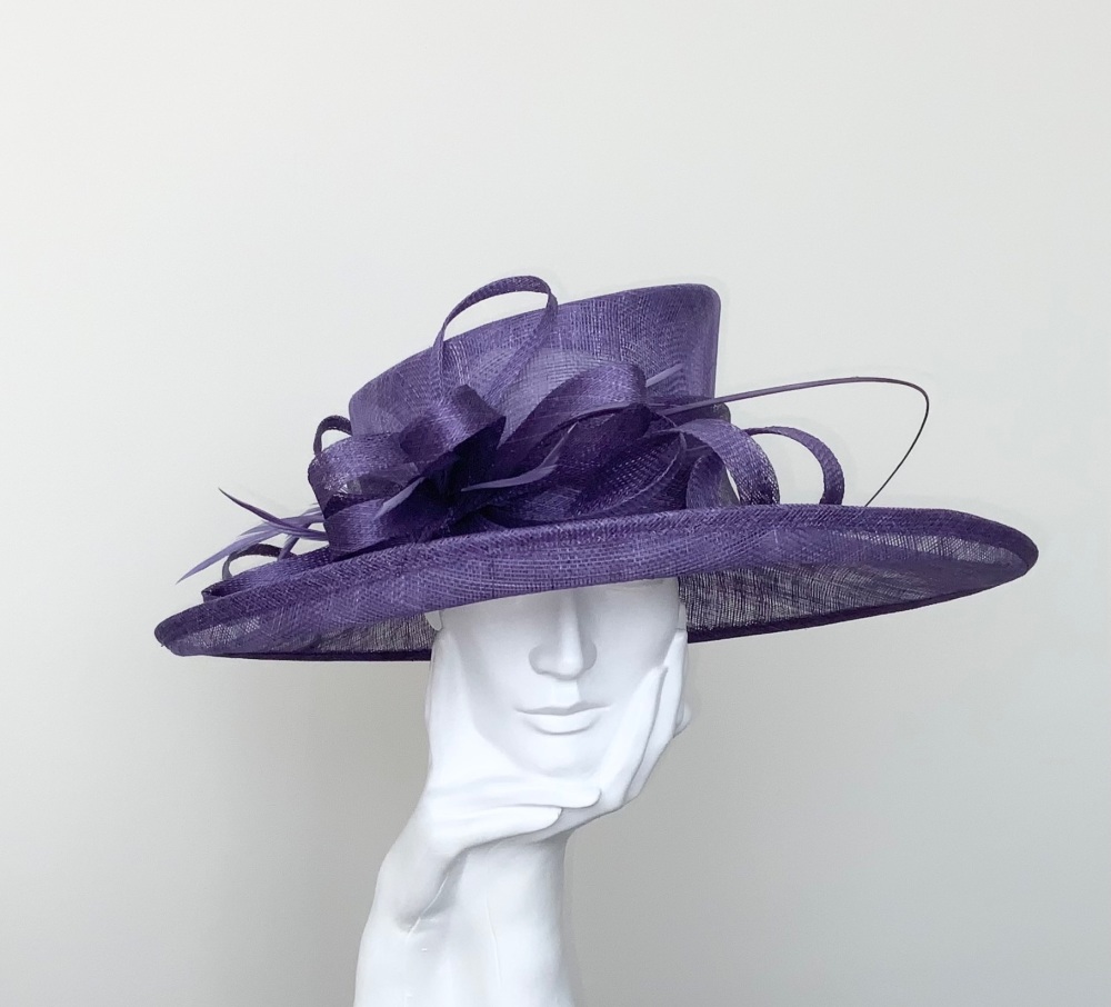 DAMAGED BUT WEARABLE. NO RETURN - Violet Purple Wedding Occasion Hat