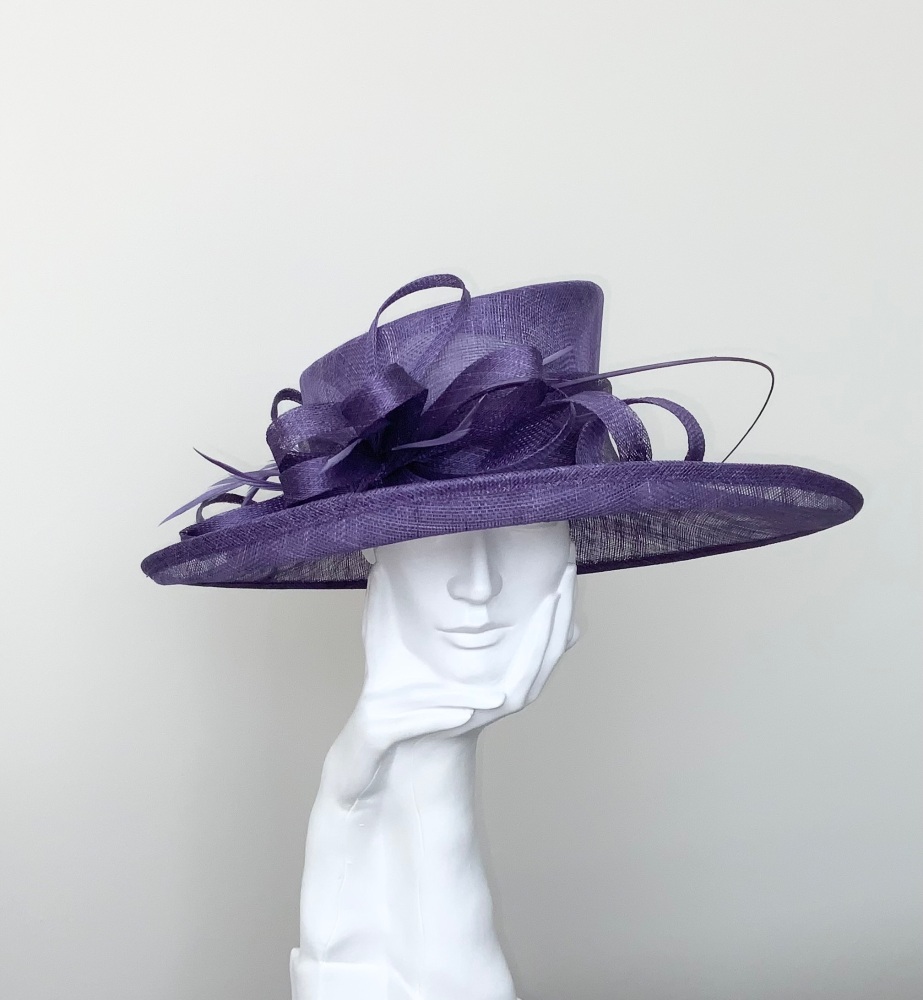 DAMAGED BUT WEARABLE. NO RETURN - Violet Purple Wedding Occasion Hat