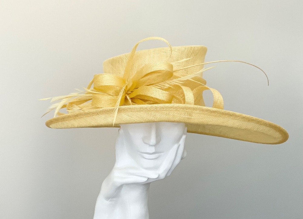 DAMAGED BUT WEARABLE. NO RETURN - Yellow Wedding Occasion Hat