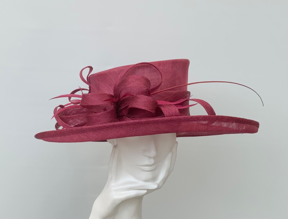 DAMAGED BUT WEARABLE. NO RETURN - Burgundy Wedding Occasion Hat