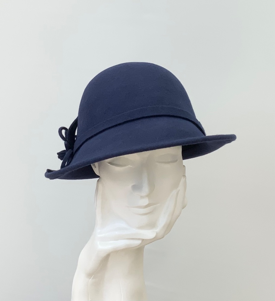 Deep Blue 100% Wool Felt Short Brim Hat