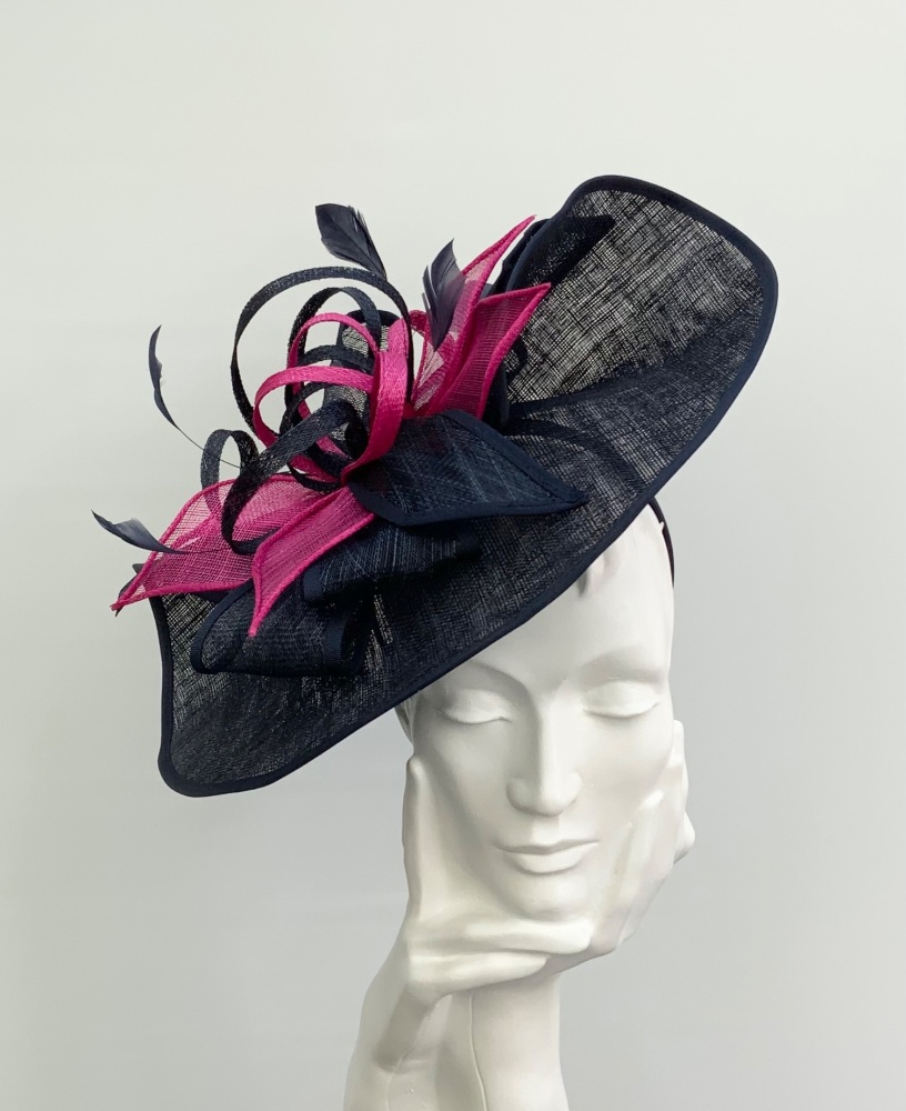Dark Navy Blue & Fuschia Pink Medium Roma Hatinator