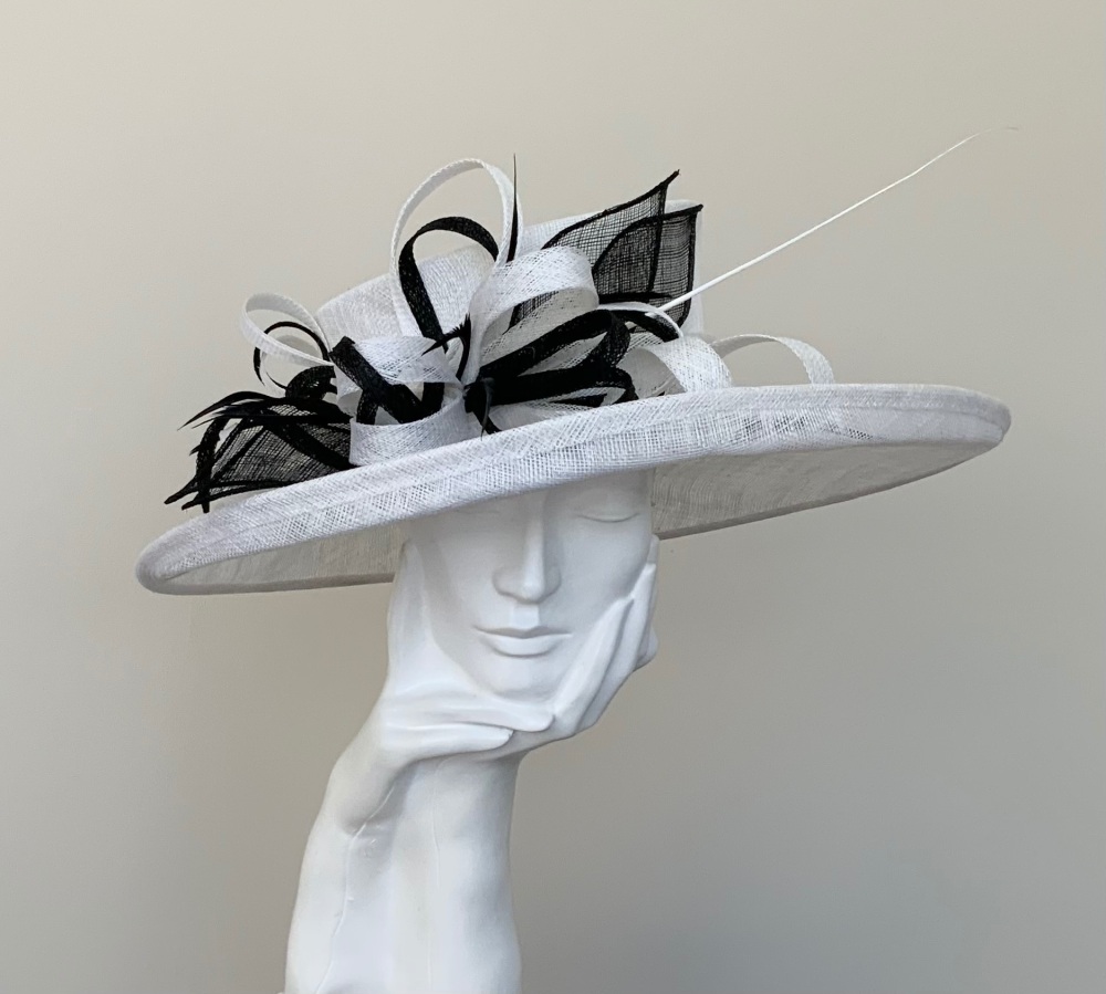 Off White & Black Wedding Occasion Formal Hat