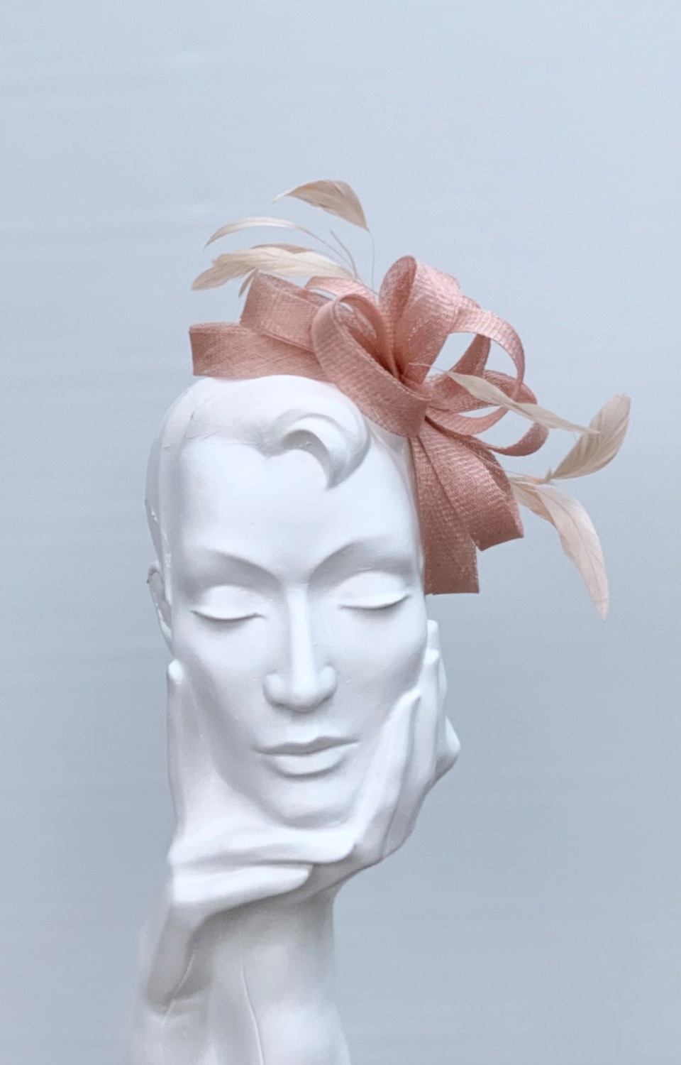 Dusky Peach Looped Fascinator