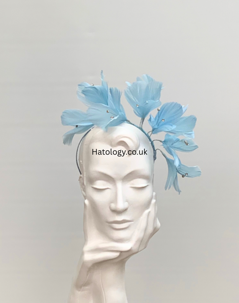 Pale Blue Feather Fascinator