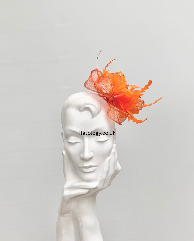 Sparkly Orange Looped Fascinator