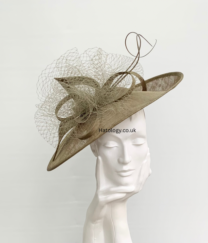 Dark Olive Green Netted Cloud Hatinator Fascinator