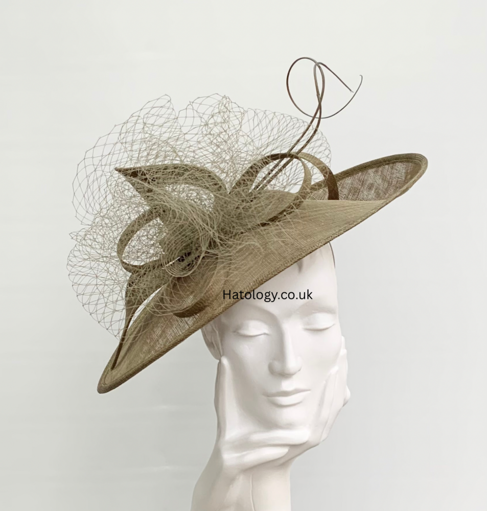 Dark Olive Green Netted Cloud Hatinator Fascinator