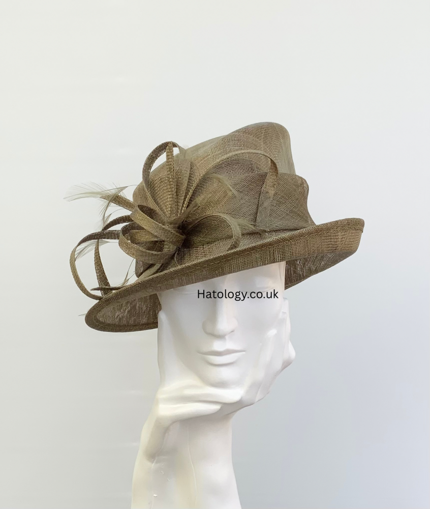 Dark Olive Short Brim Wedding Occasion Hat