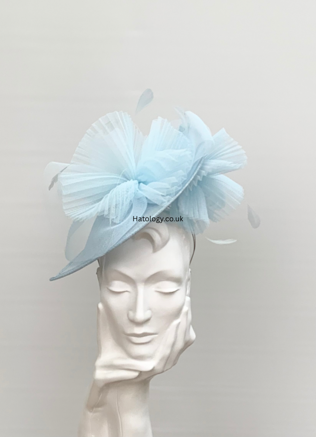 Pale Blue Pleated Crin Cloud Saucer Fascinator