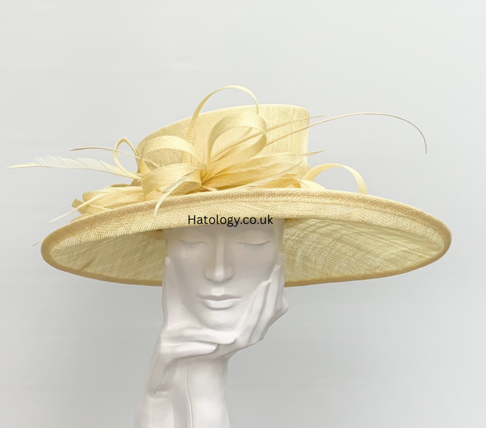 Lemon Yellow Large Wedding Occasion Hat