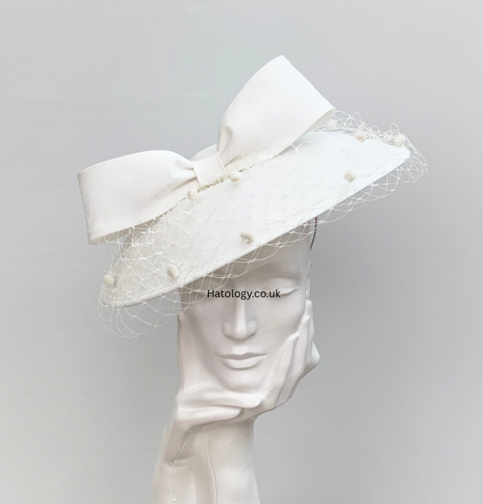 Ivory Shantung Bow Down Turn Brim Saucer Fascinator