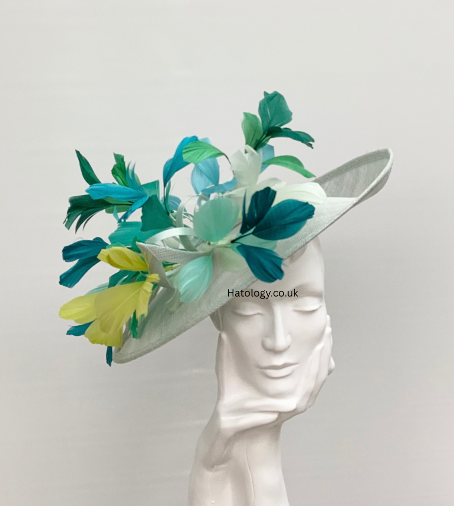 Greens and Blues Mix Feather Explosion Hatinator Fascinator