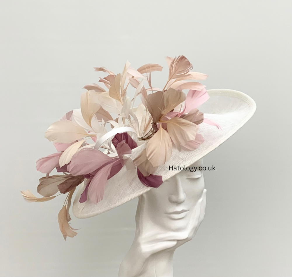 Cream, Nudes, Brown, Pinks, Purple  Mix Feather Explosion Hatinator Fascinator