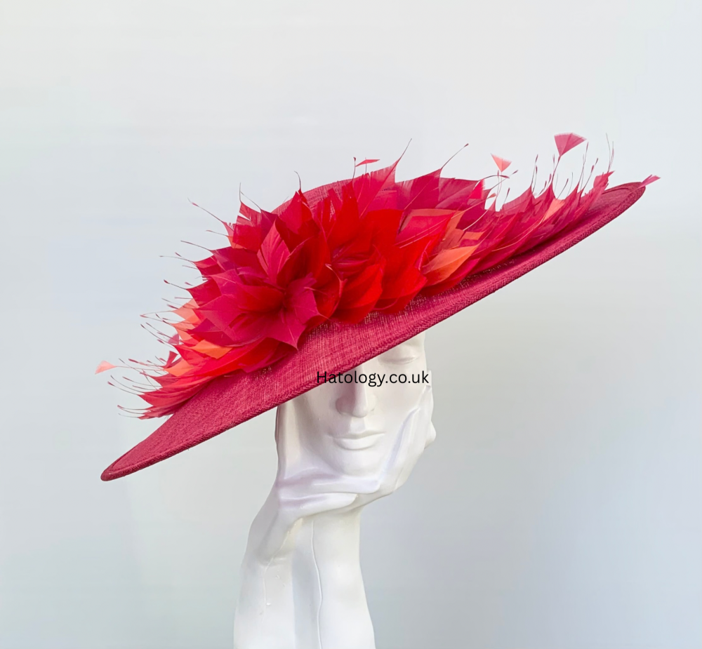 Red Mix Very Large Fascinator Hatinator Hat
