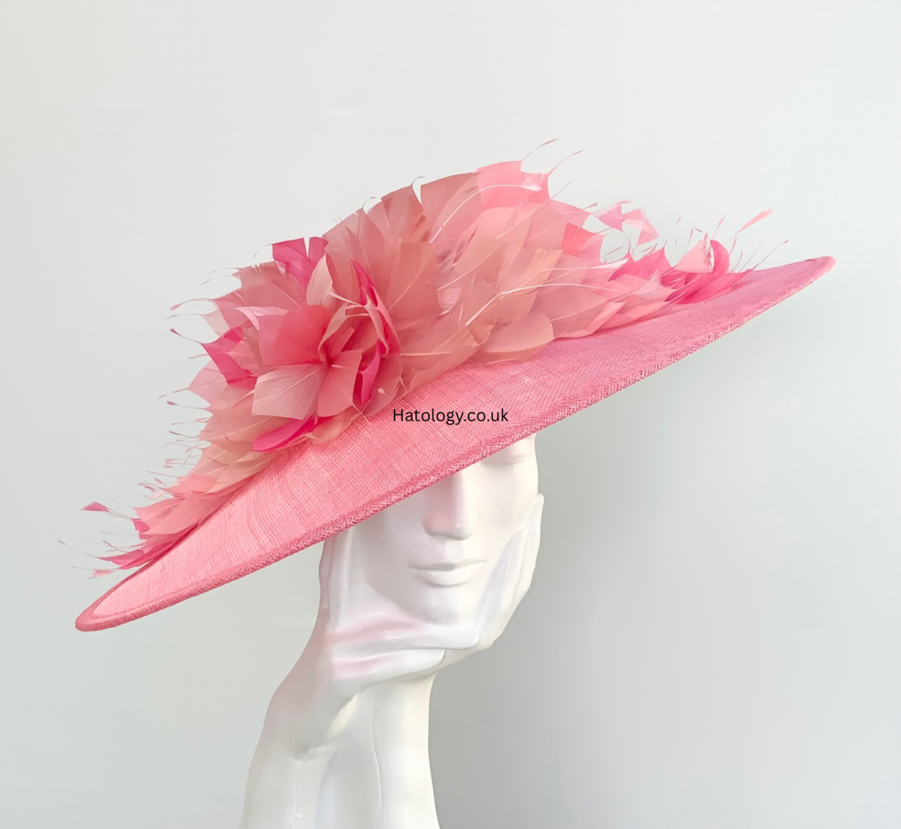Coral Pink Mix Very Large Fascinator Hatinator Hat