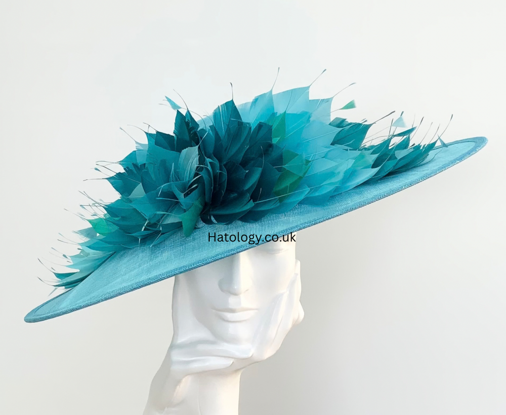 Azure Turquoise Mix Very Large Fascinator Hatinator Hat