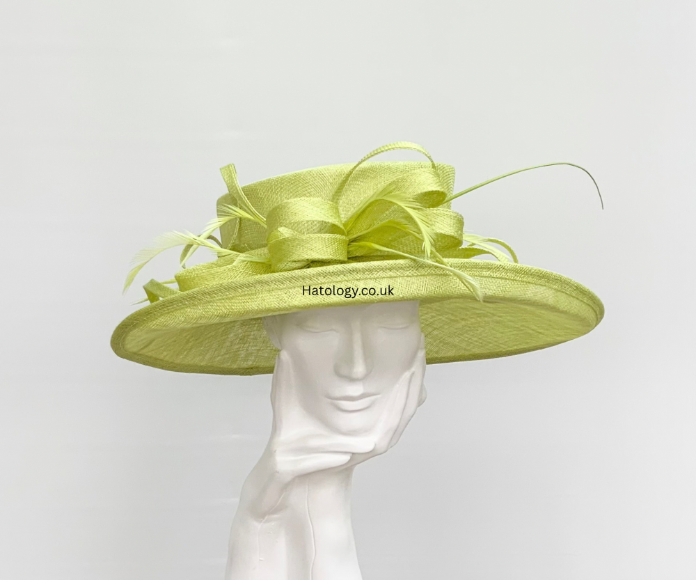 Lime Green Large Wedding Occasion Hat