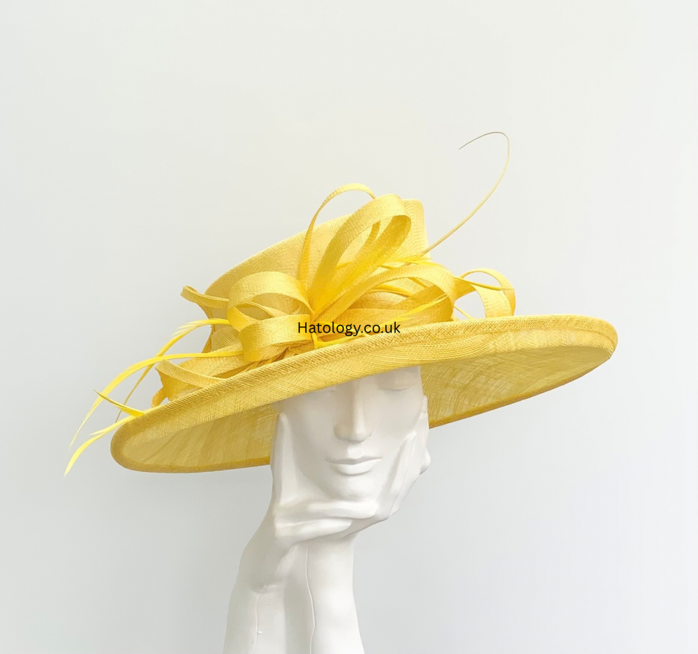 Yellow Large Wedding Occasion Hat