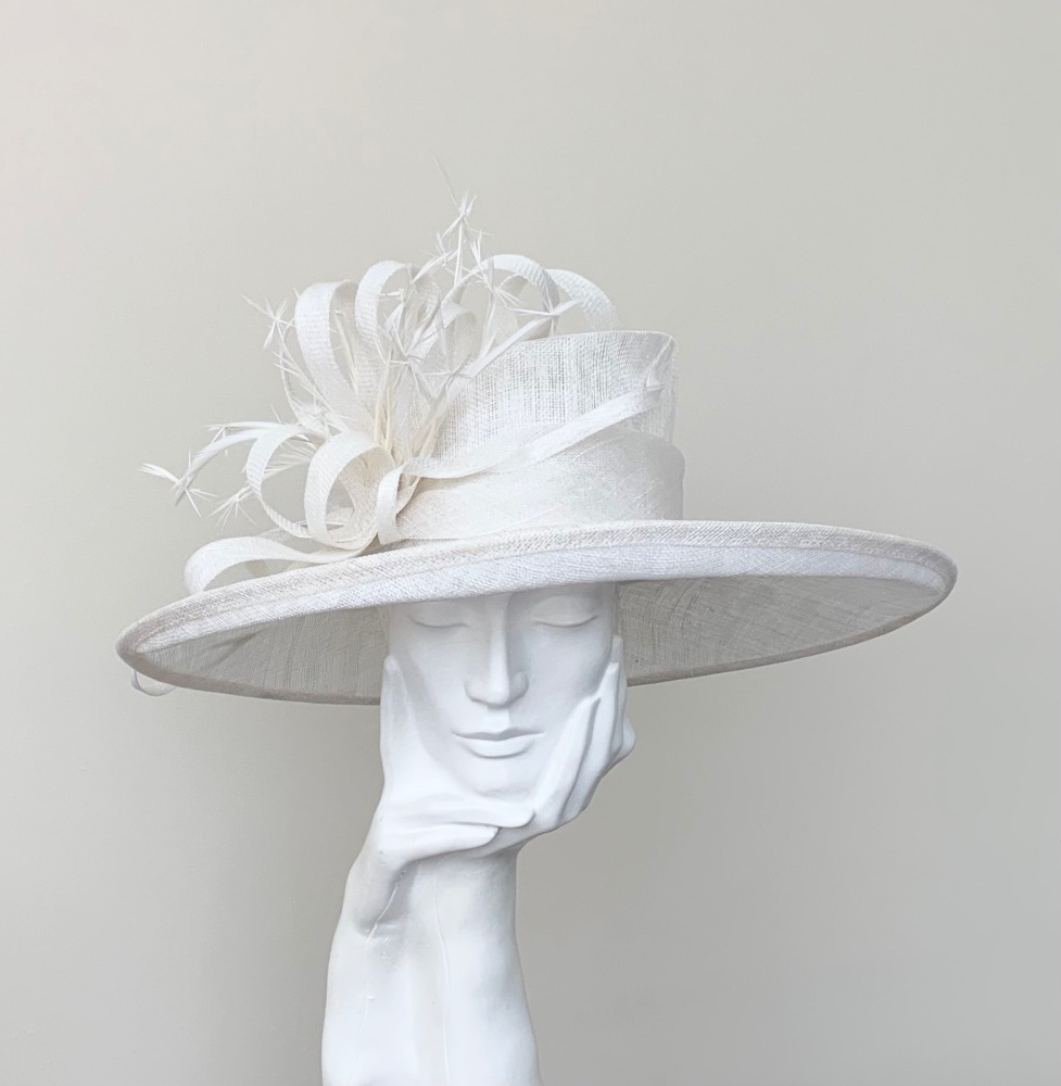 Off White Looped Large Wedding Occasion Hat