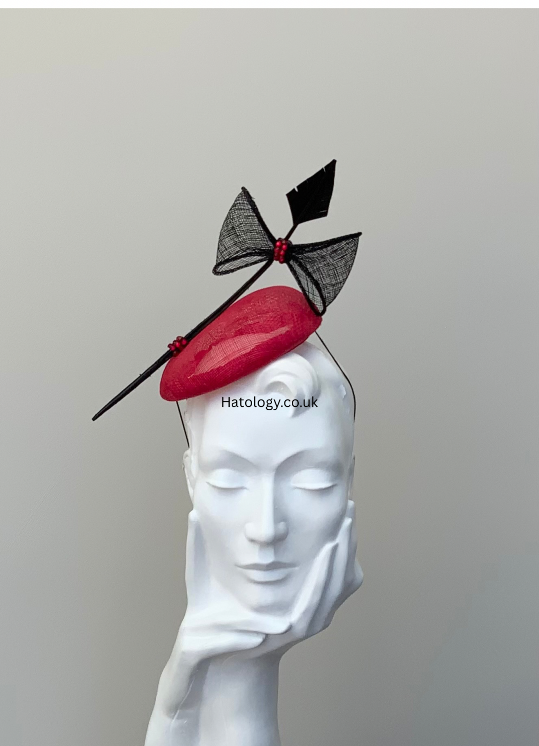Red and Black Bow Fascinator